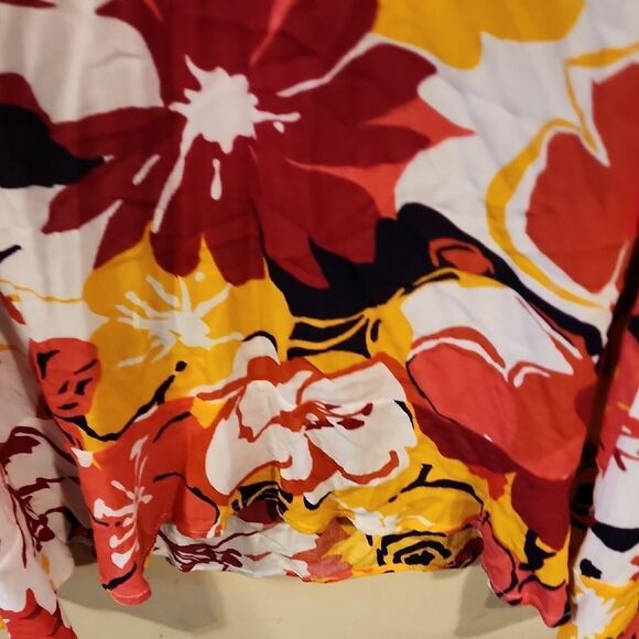 Floral Women's Swim Cover Or Top - Red, Yellow, Black - Picture 4 of 5